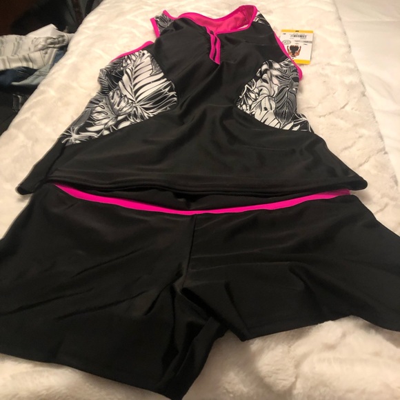 NWT ZEROXPOSUR Ladies Scuba Tankini Swim Suit 2 Pc Set (Carmine) Medium - Picture 8 of 9